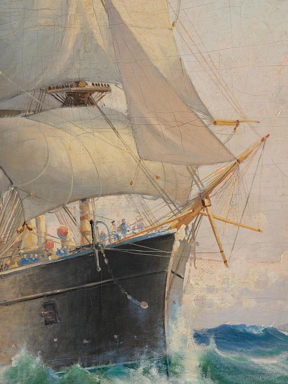 Ludvig Richarde, The steam corvette "Freja" in a lateral view.