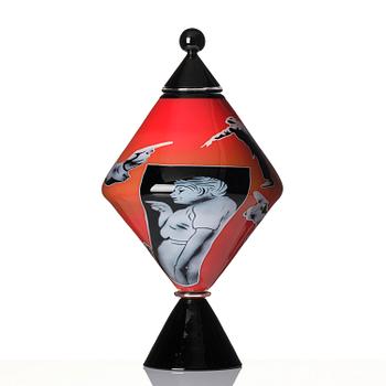 Peter Hermansson, "The Search", a unique lidded glass goblet in graal technique, AKTAS Artglass, Sweden 2010.