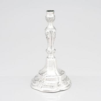 An 18th Century Rococo silver candlestick, mark of Isak Trybom, Stockholm 1780.