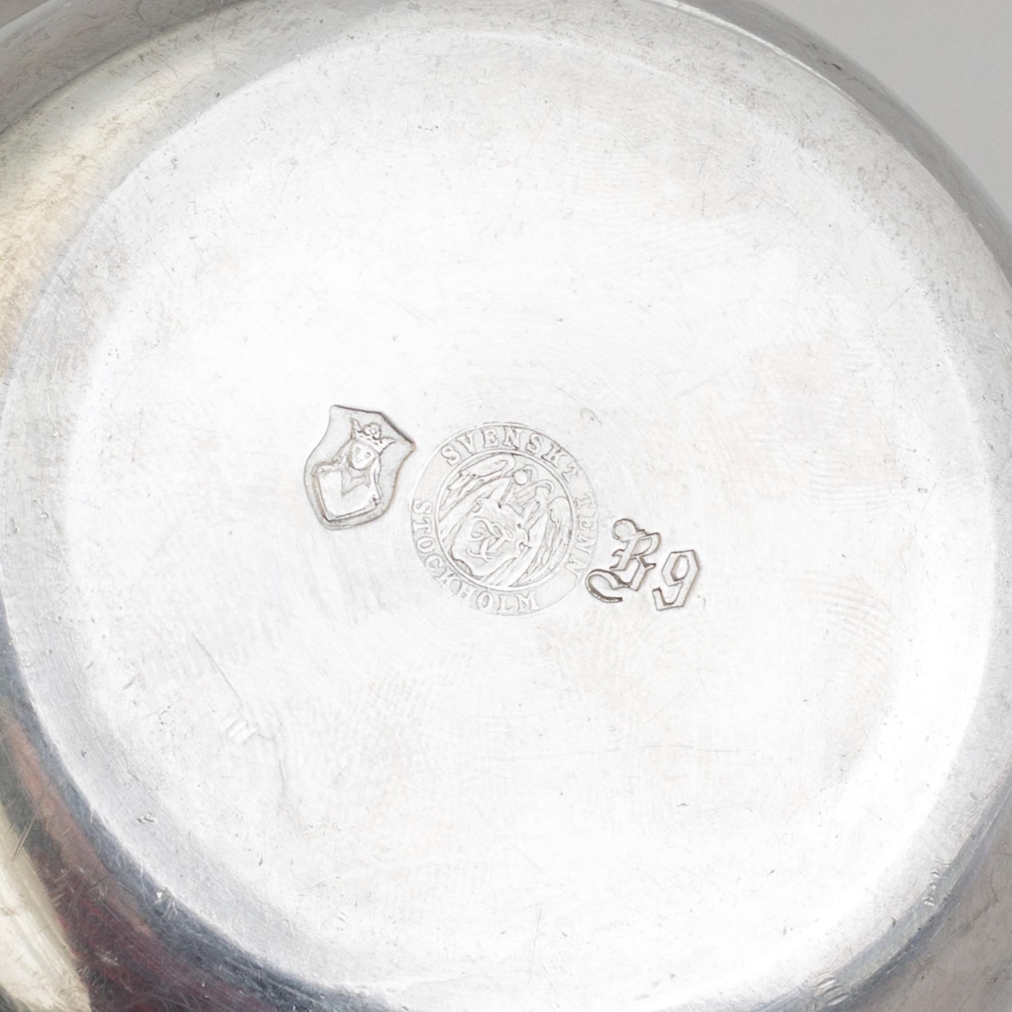 FIRMA SVENSKT TENN, four pieces, pewter, 1940s/1950s.