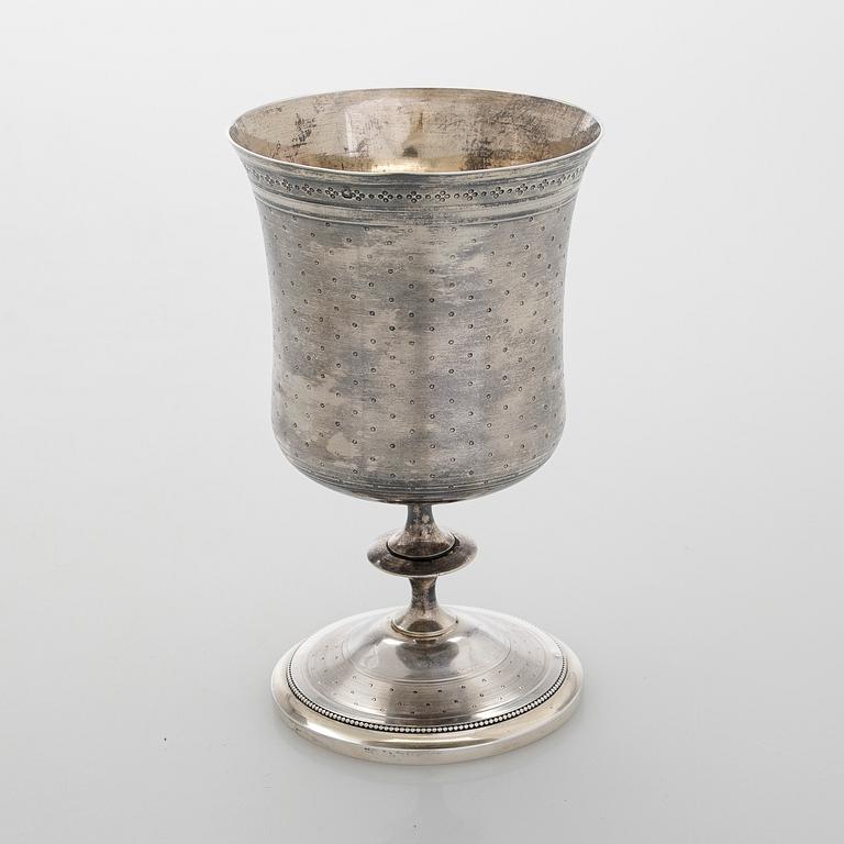 Philippe Berthier, bägare med fat, silver (.950), diamanter, Paris, 1800-talets mitt.