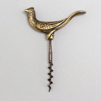 KORKSKRUV, brons och smide, troligen 1700-tal.