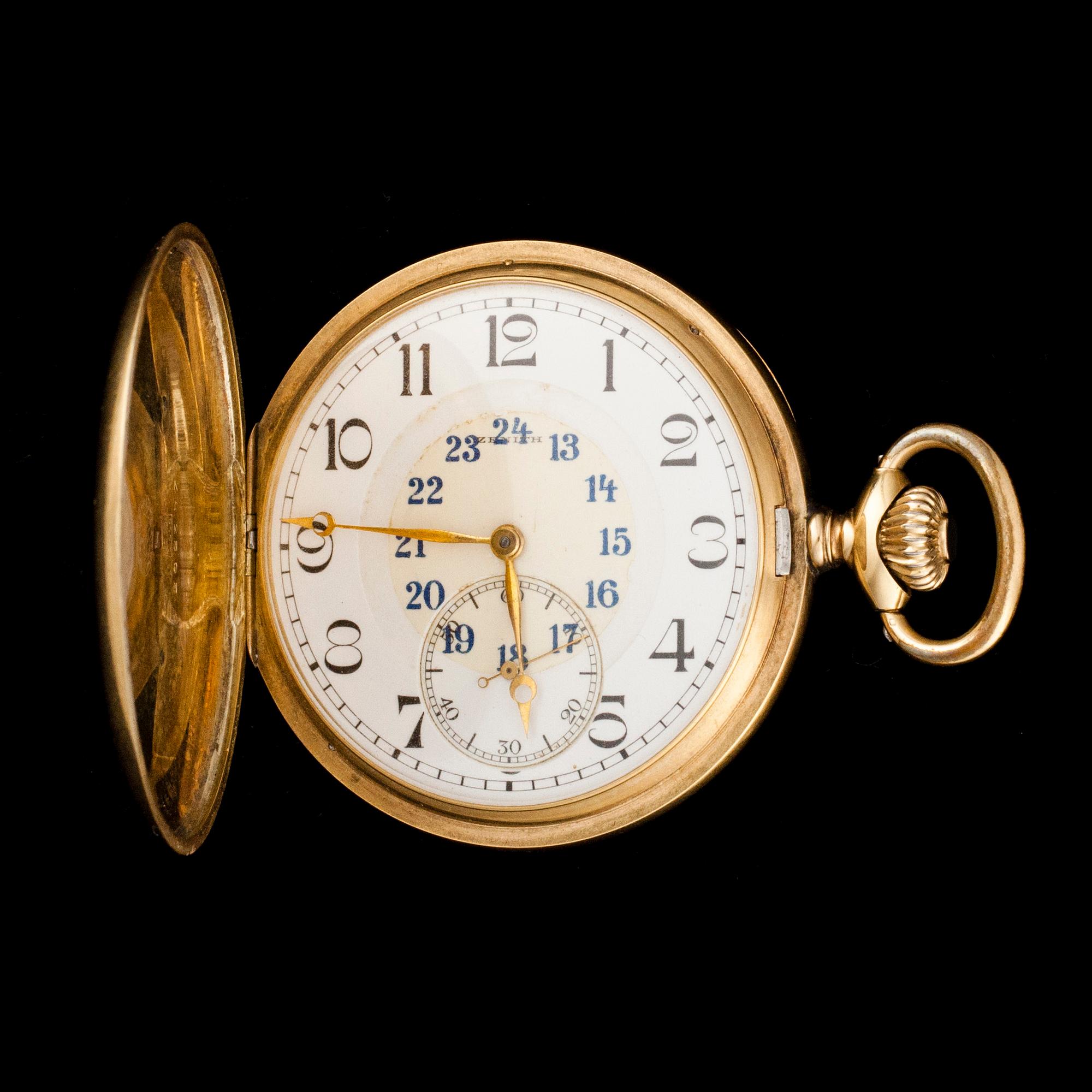 FICKUR, 14K guld, Zenith, dubbelboett. 1920-tal.