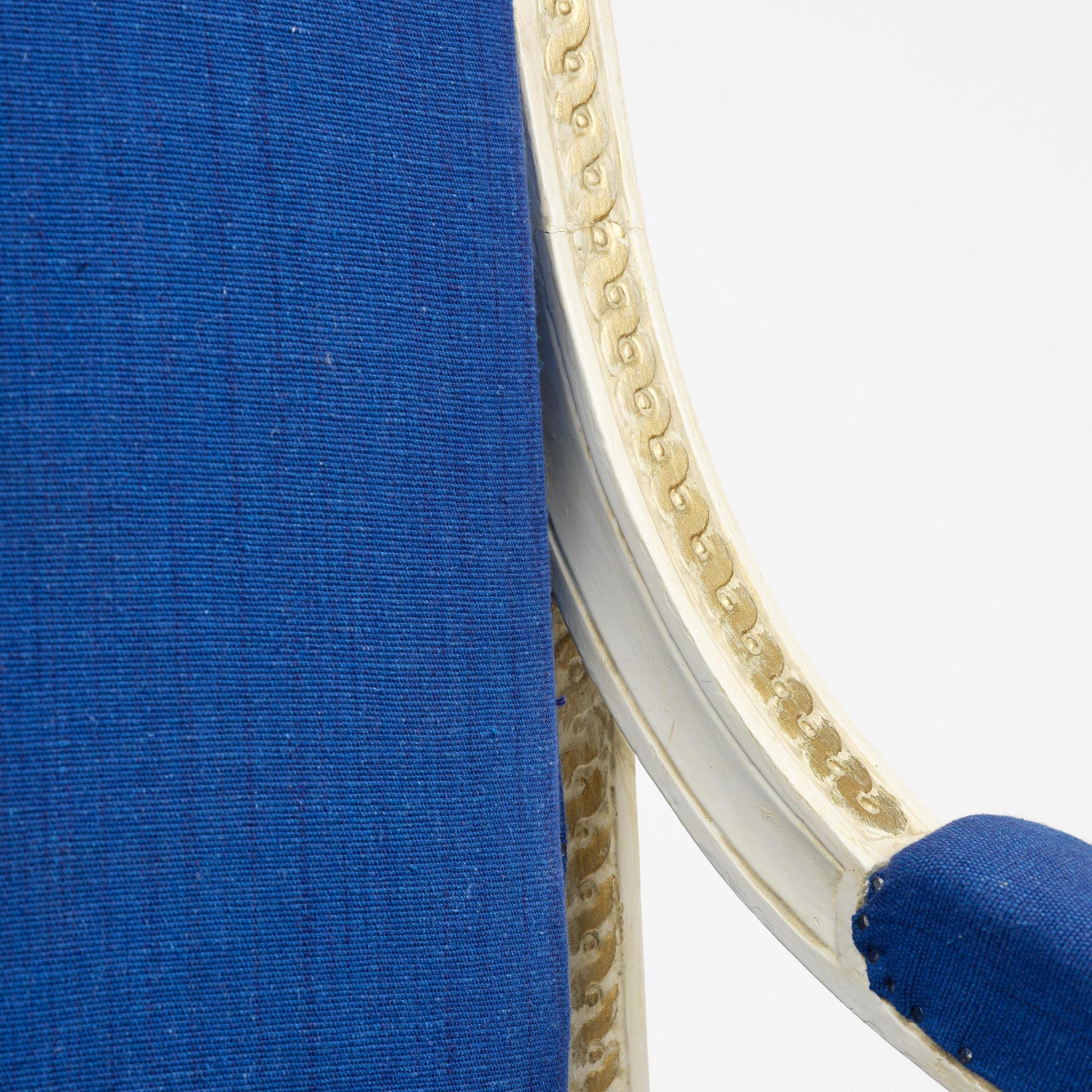 A gustavian officials open back armchair, Stockholm, late 18th century.