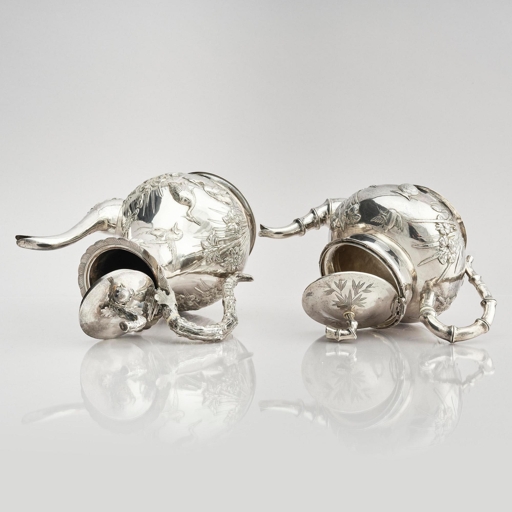 A fine Chinese Export silver tea and coffee service, Sing Fat, early 20th century.