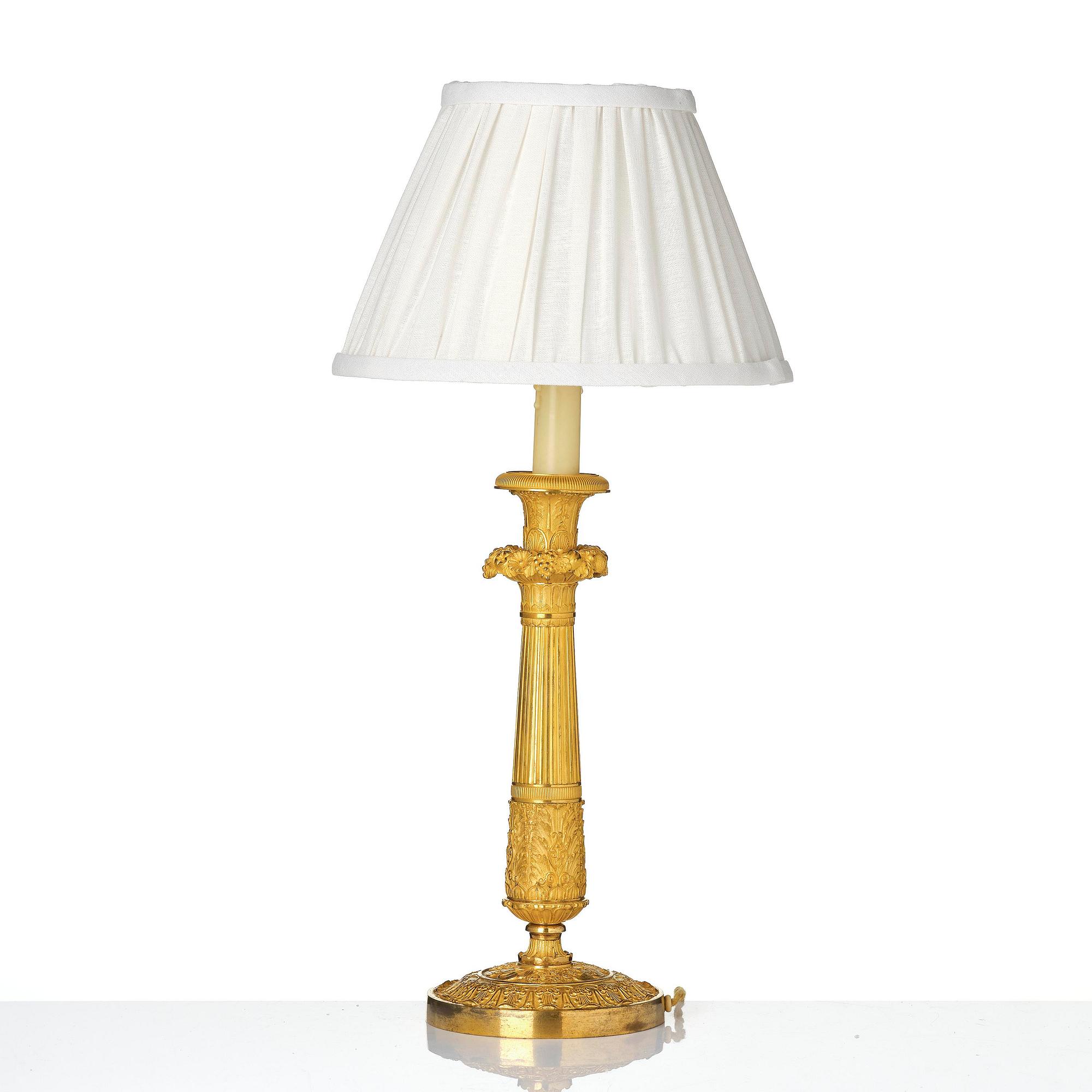 A French Empire ormolu bronze table lamp, early 19th century.