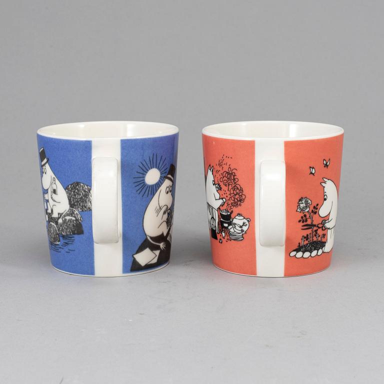 Two Moomin Characters porcelain mugs from Arabia, Finland, 1991-99.