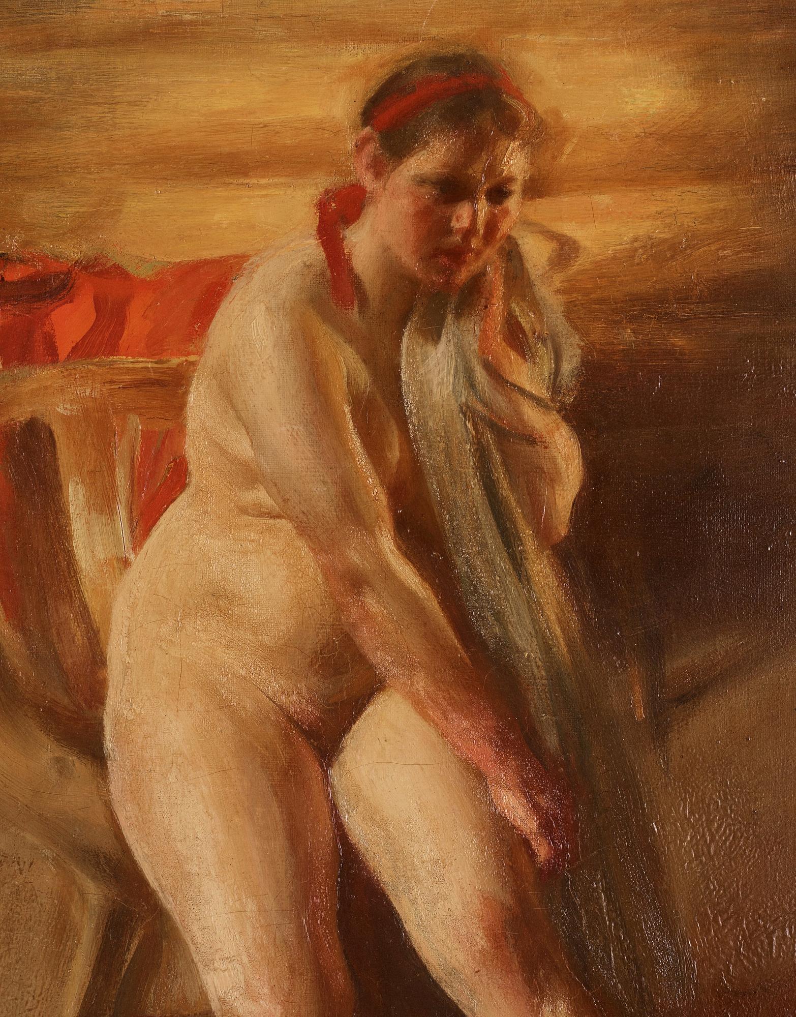 Anders Zorn, "Omorgnad - interiör med naken kulla, Örjas Ida".