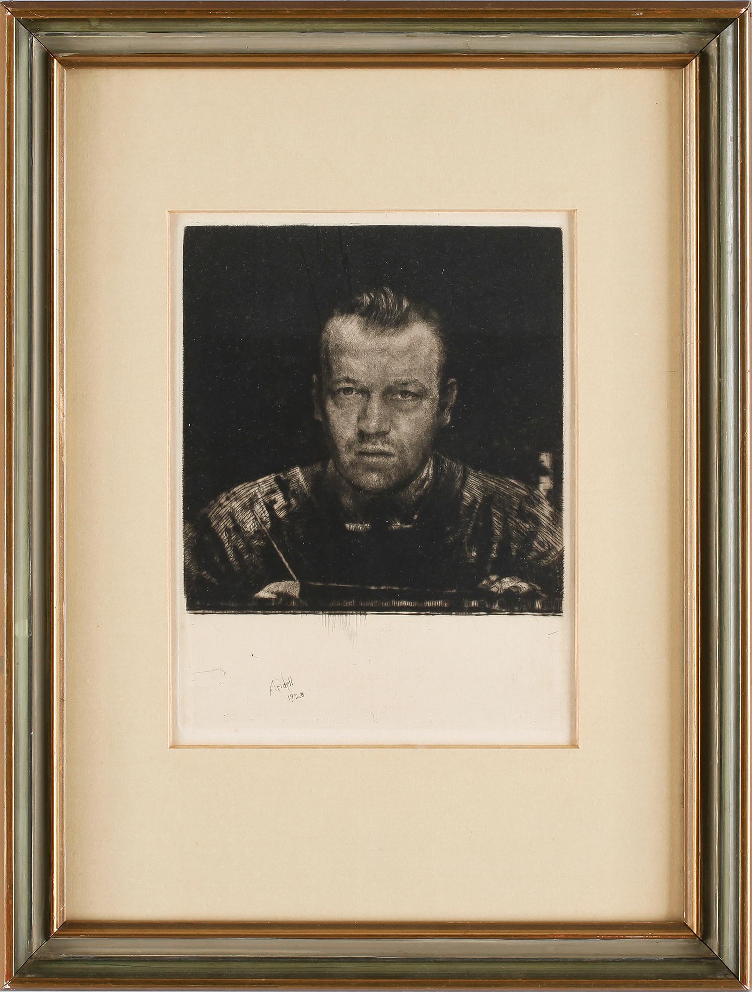 AXEL FRIDELL, torrnål (II état av II), plåtsign. o dat. 1928.