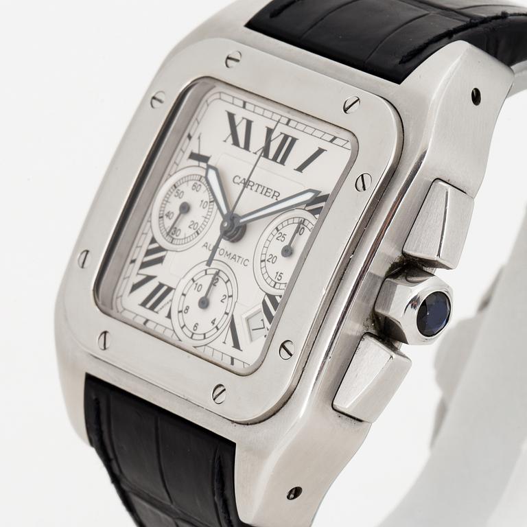 CARTIER, Santos 100, XL, chronograph, wristwatch, 41,5 x 41,5 (55) mm.