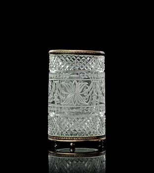 850. A Russian engraved beaker with the monogram of Ekaterina II, end of 18th Century, mounted with later metal mount.