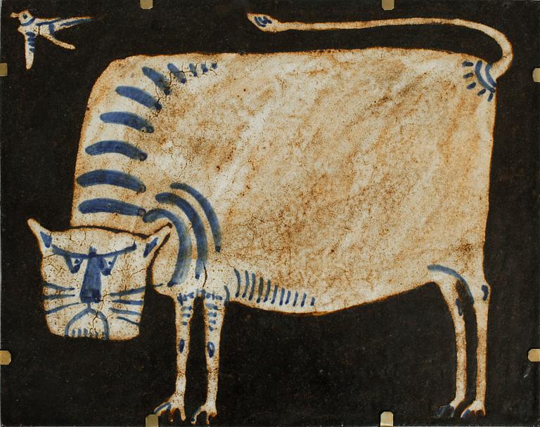 VÄGGRELIEF, stengods, Åke Holm, signerad.