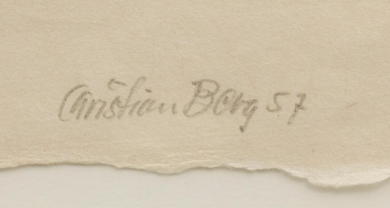 CHRISTIAN BERG, litografi, sign provtryck o dat -57.