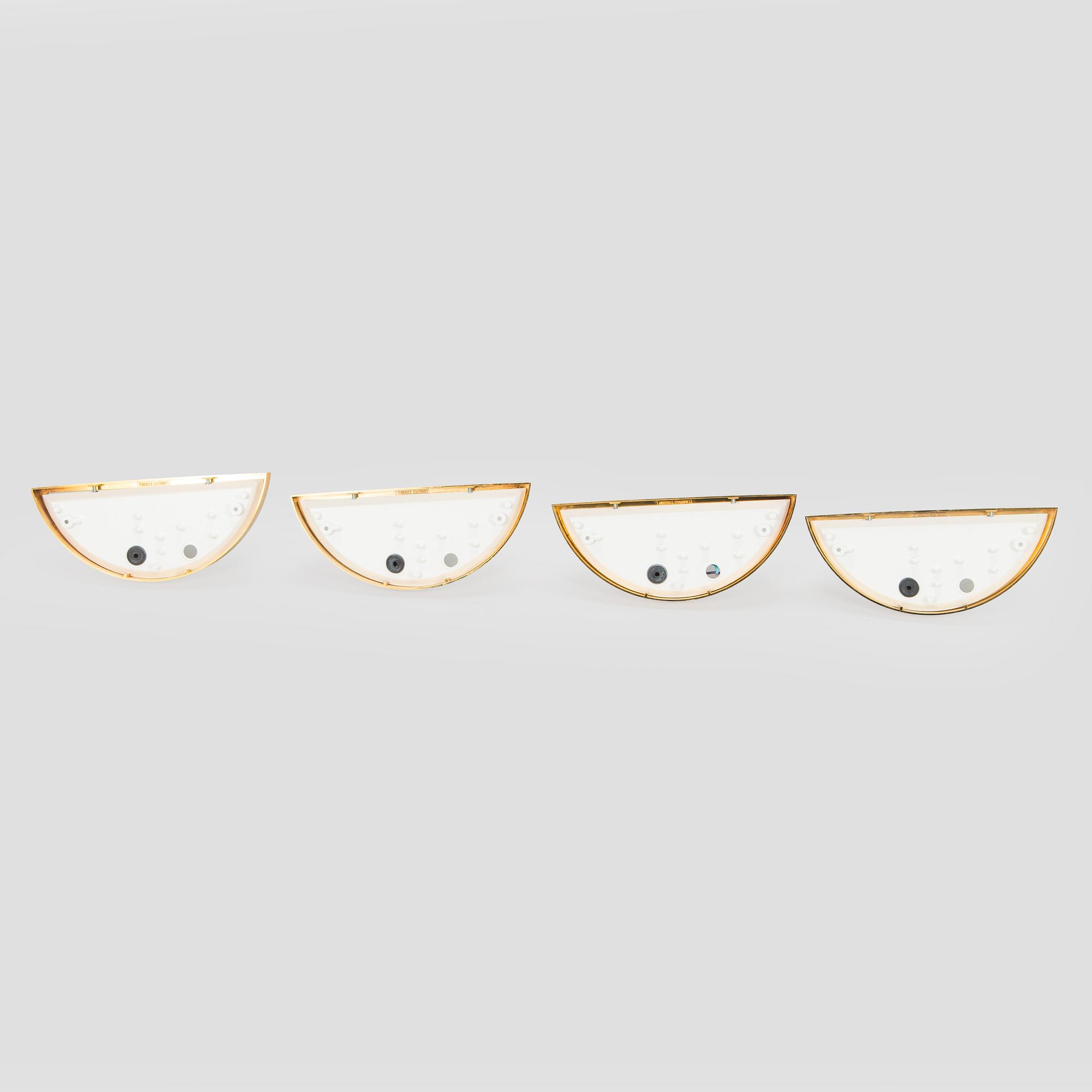 A set of four late-20th century wall lights, Glashütte Limburg, Germany.