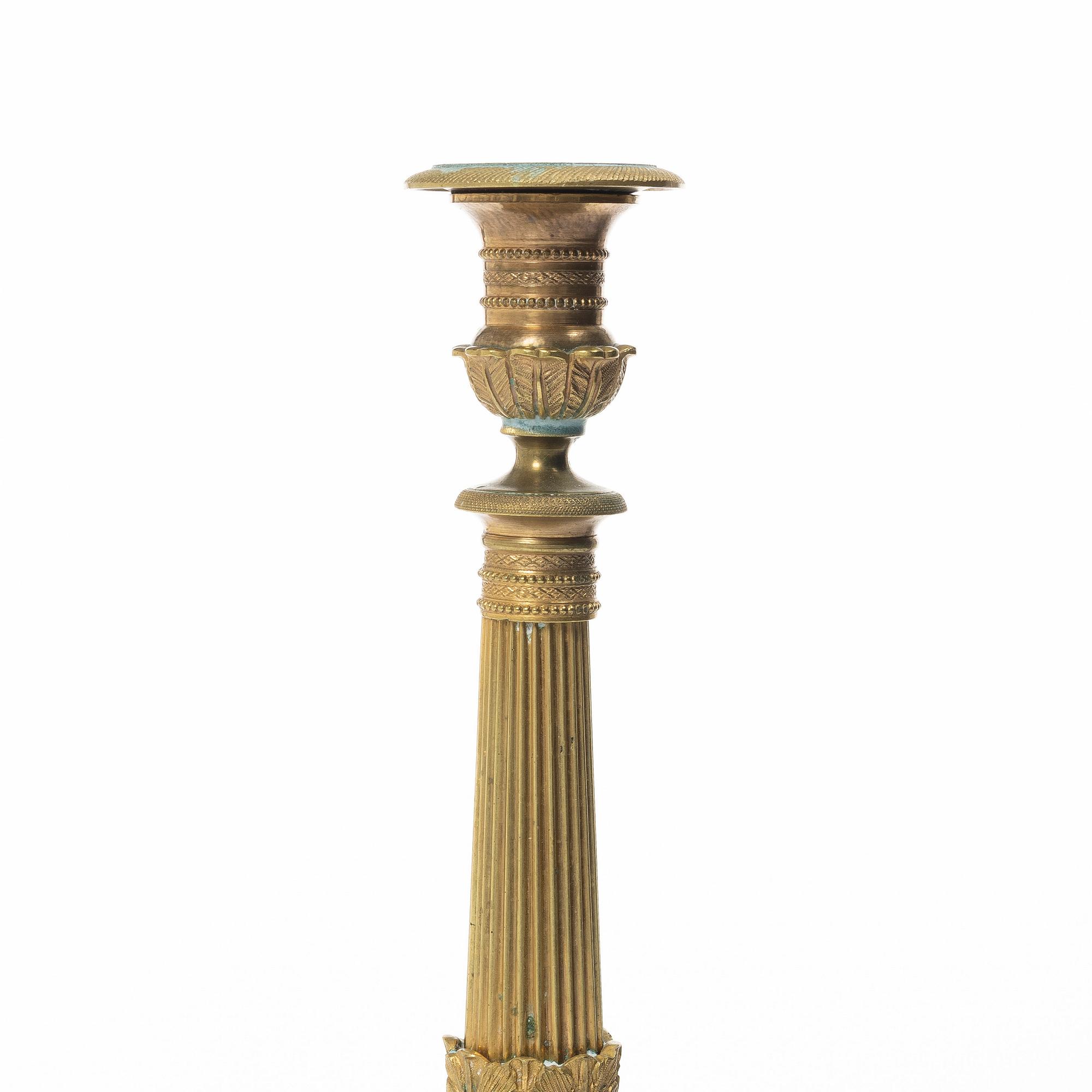 Candle holder, Empire style, R.G Johansson Metal Factory Stockholm, early 20th century.
