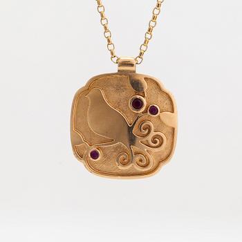 Halsband/hänge, 18K guld och rubiner.  Kedjan stämplad Unoaerre, Italien.