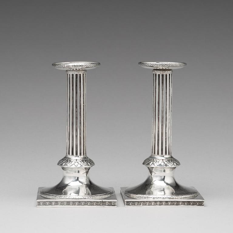 Mikael Nyberg, ljusstakar, ett par silver, Stockholm 1792.