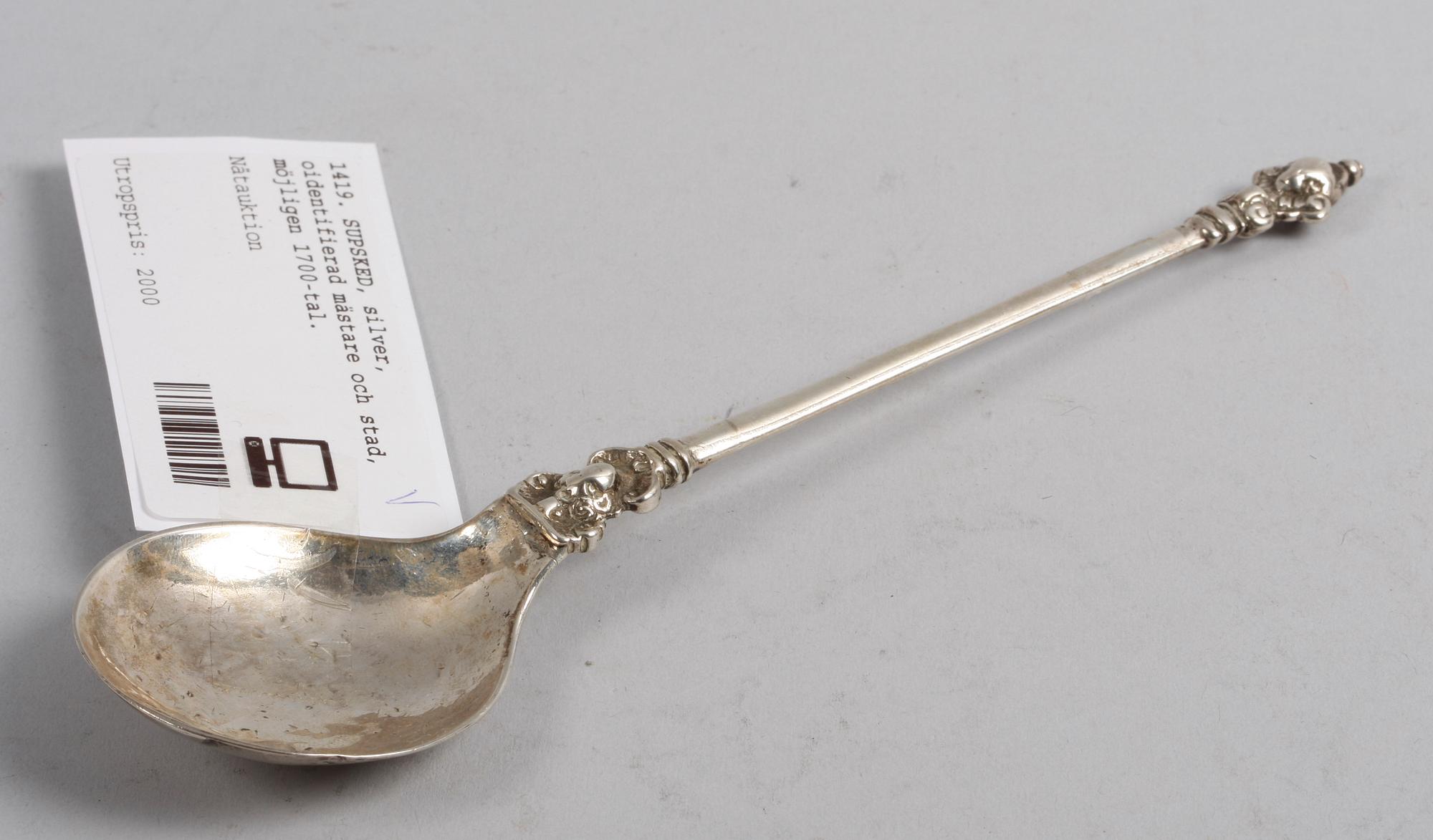 SUPSKED, silver, oidentifierad mästare och stad, möjligen 1700-tal.