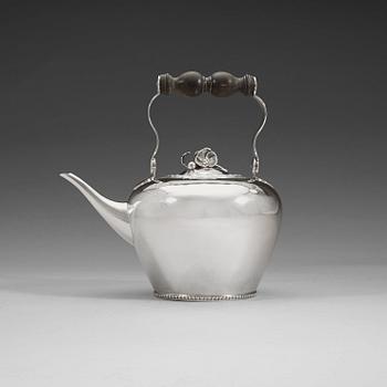 405. A Swedish 18th century silver tea-pot and stand, marks of Pehr Zethelius, Stockholm 1782.