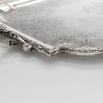 A French silver tray, maker's mark of Charles Mérite, before year 1892.