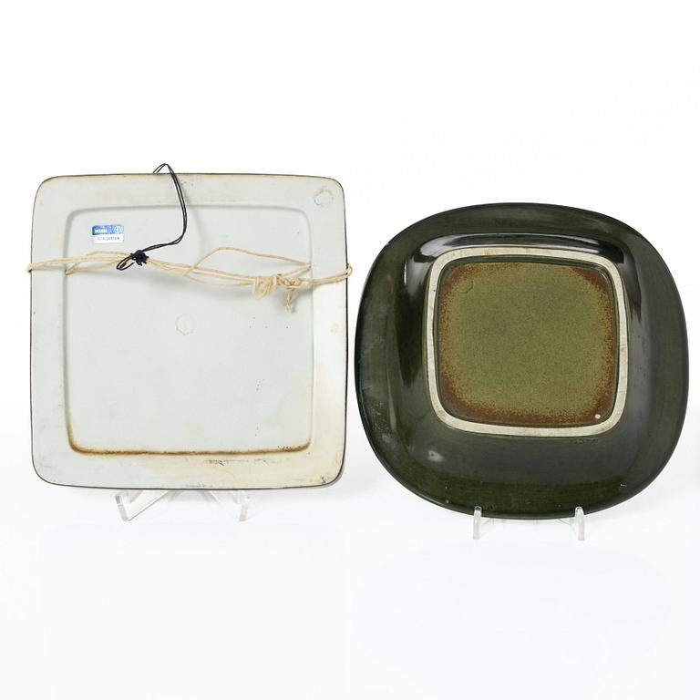 Lisa Larson, a stoneware mirror, wall relief and ashtray,  Gustavsberg.