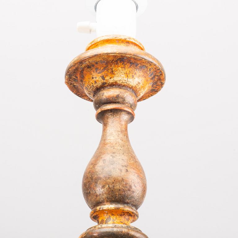 A pair of wood table lamps from Paoletti, Firenze Italy, second half of 20th century.