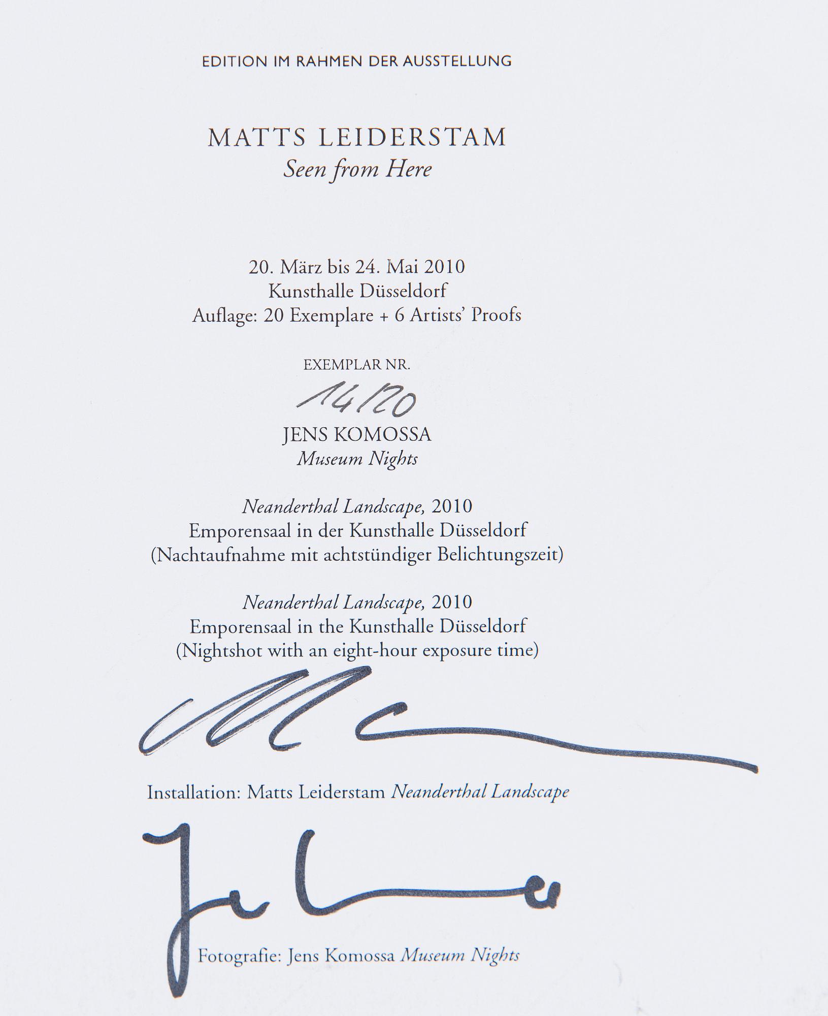 Matts Leiderstam, "Seen from here".