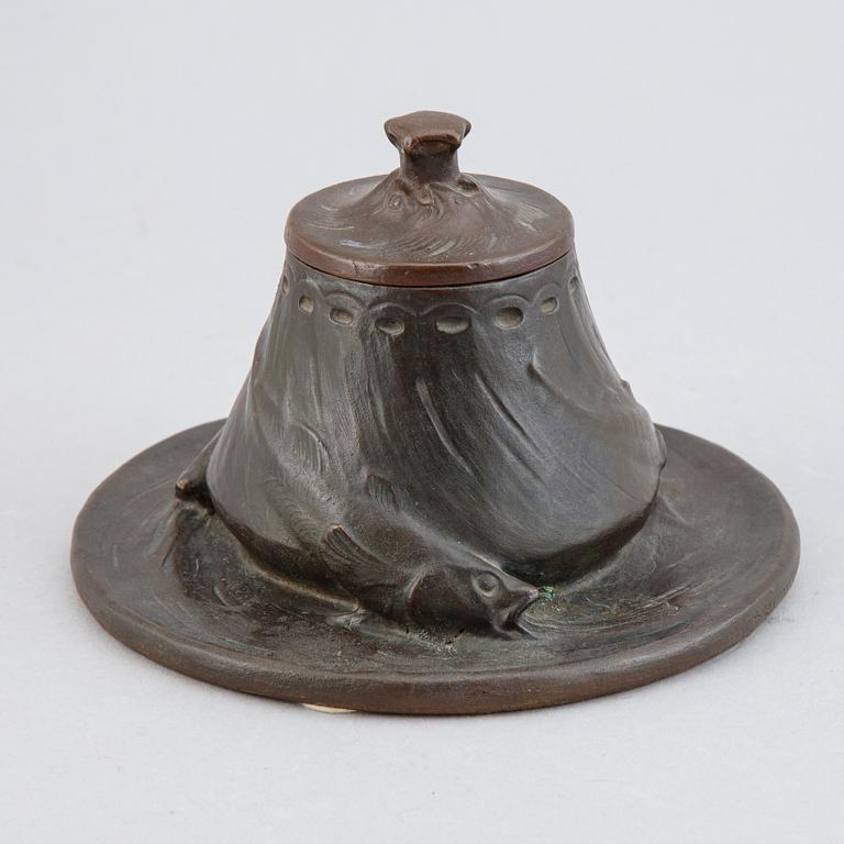 Ragnhild Söderling, an Art Nouveau bronze inkwell, signed R. Söderling. Foundry mark A.B. E. Gj-metod Stockholm.