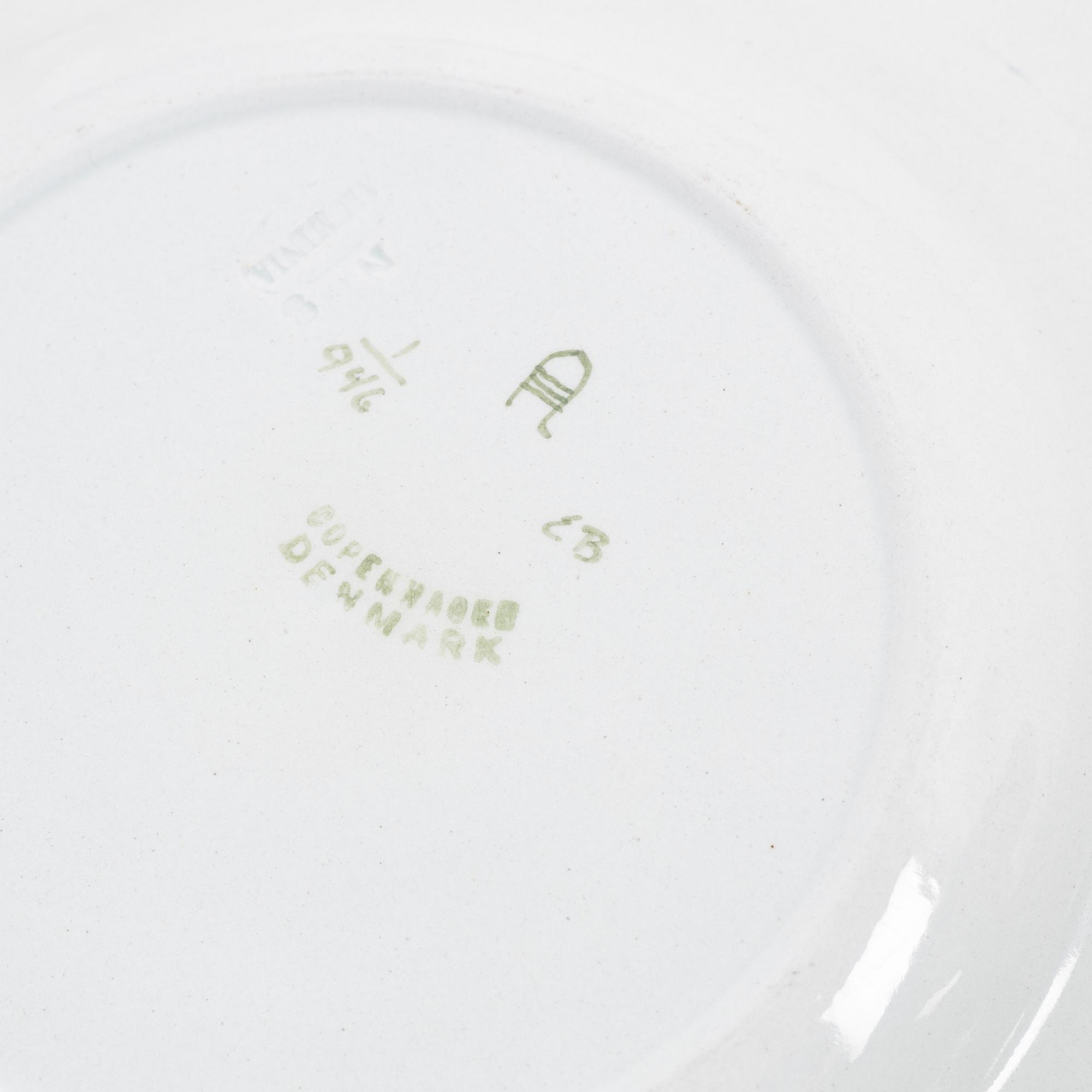 Matservis, 23 delar, fajans, "Tranquebar". Aluminia för Royal Copenhagen.