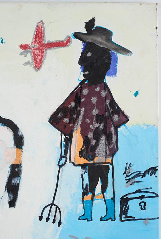 Lucky Thief, acrylic on canvas, signed Lucky Thief on verso. Executed in 209/10.
