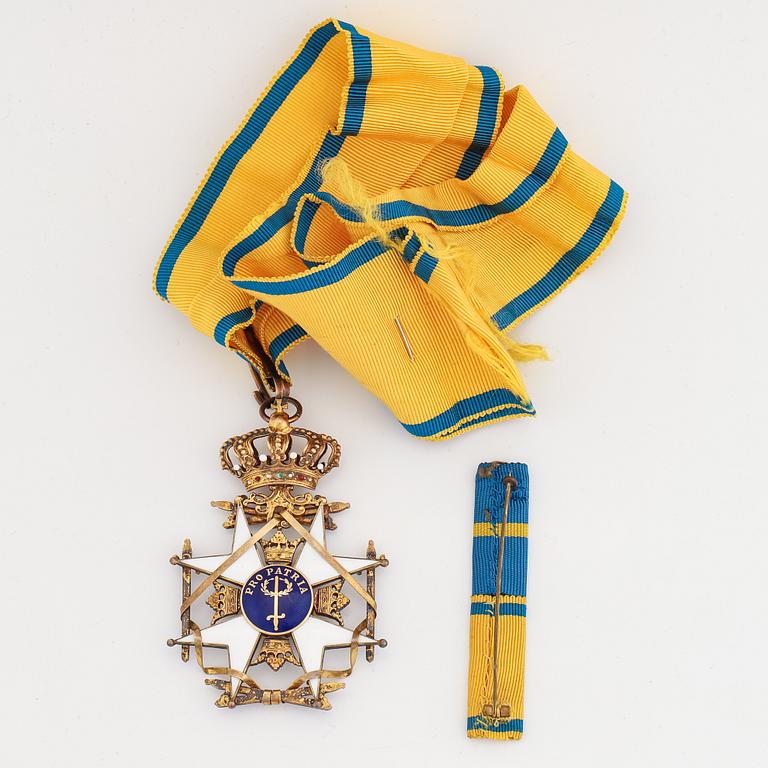Ordenstecken, Kungliga Svärdsorden, kommendör, förgyllt silver och emalj. C.F Carlman, Stockholm.
