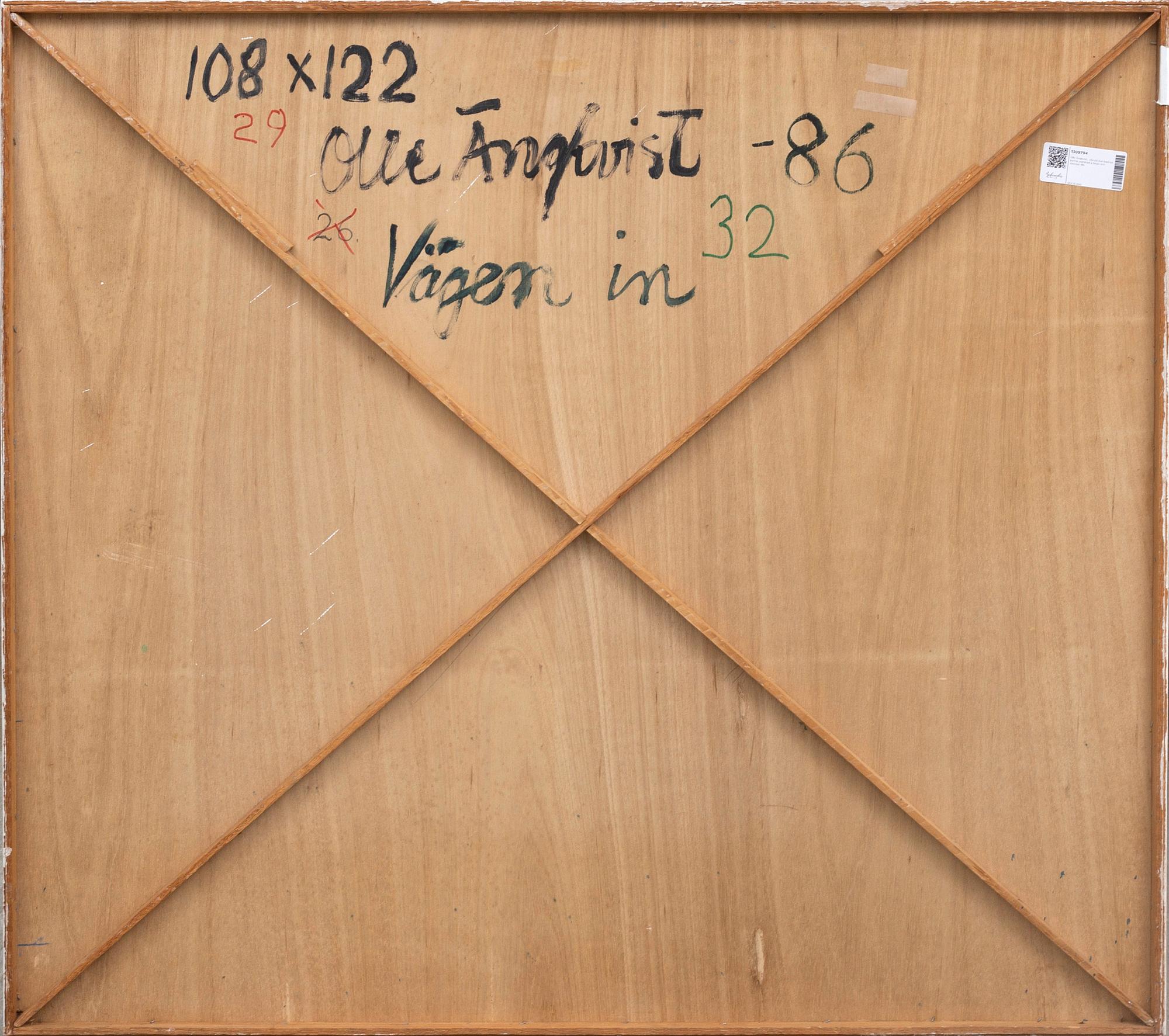 Olle Ängkvist, Oil on canvas layed on board. Signed a tergo and dated -86.