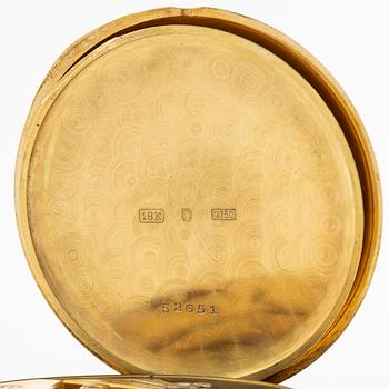 Alex Hüning, pocket watch, hunter, 18K gold, with Chatelaine, 50 mm.
