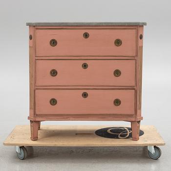 A Gustavian style chest of drawers, late 19th Century.