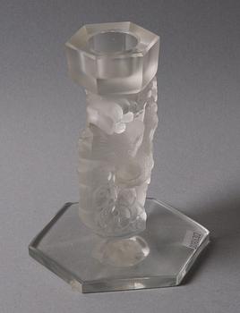 LJUSSTAKE, glas, troligen Lalique, Frankrike.