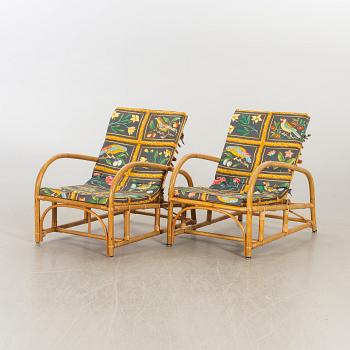 A PAIR OF EASY CHAIRS MID 20TH CENTURY.