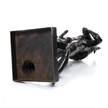 Sculpture, bronze. Faun with lamb. After a Roman model, 20th century.
