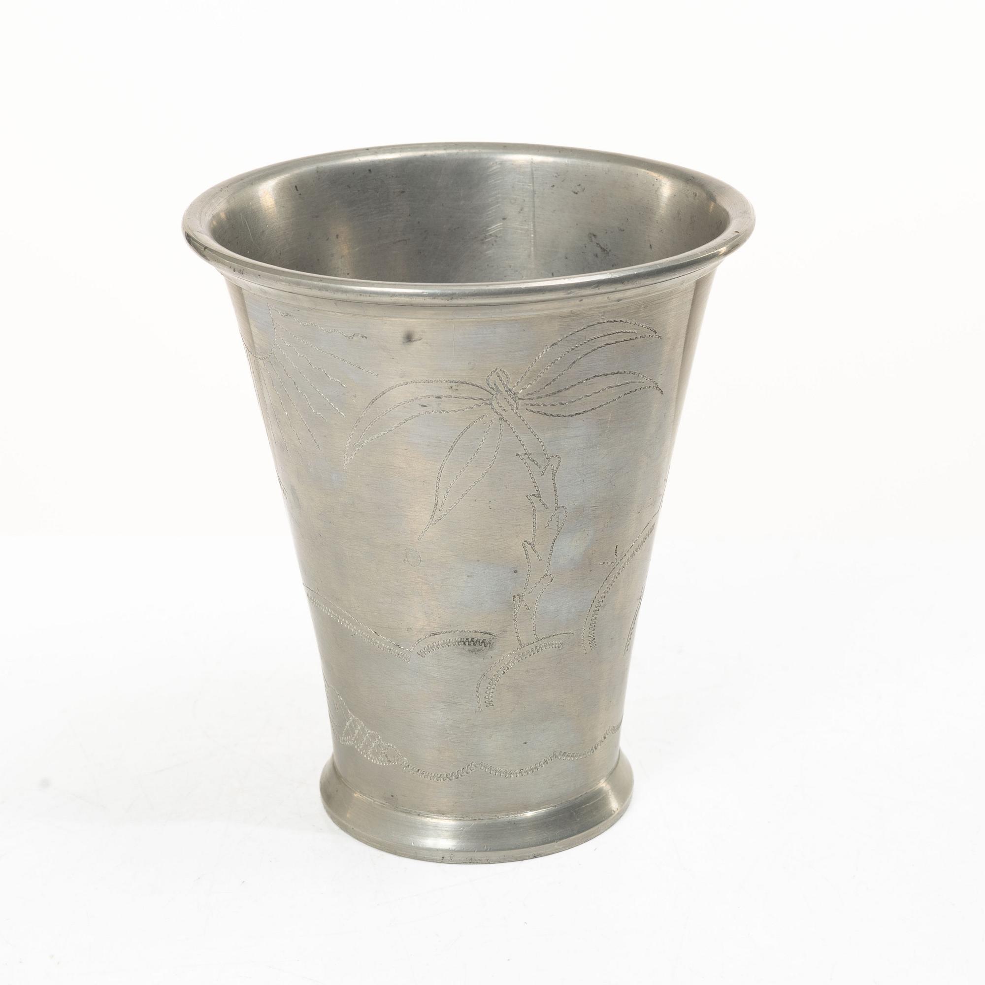 Nils Fougstedt, a pewter vase/ beaker, Firma Svenskt Tenn, model no A 40.