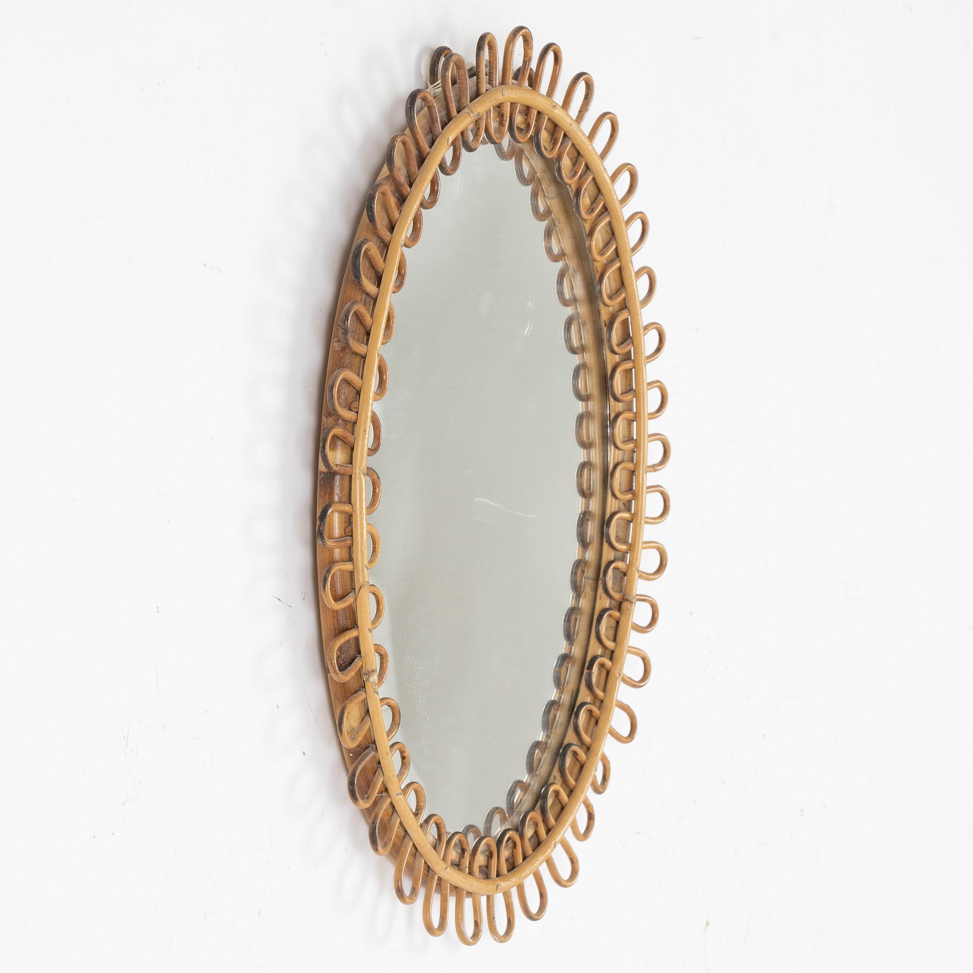 Franco Albini, a bamboo and rattan mirror, Italy, 1960s.