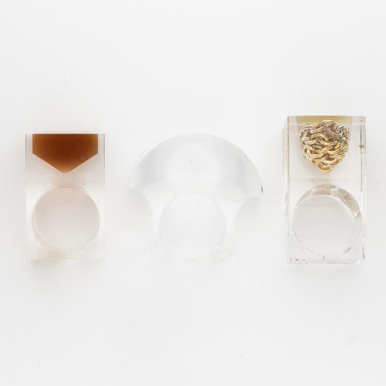 Siv Lagerström, three acrylic rings, 1970s.