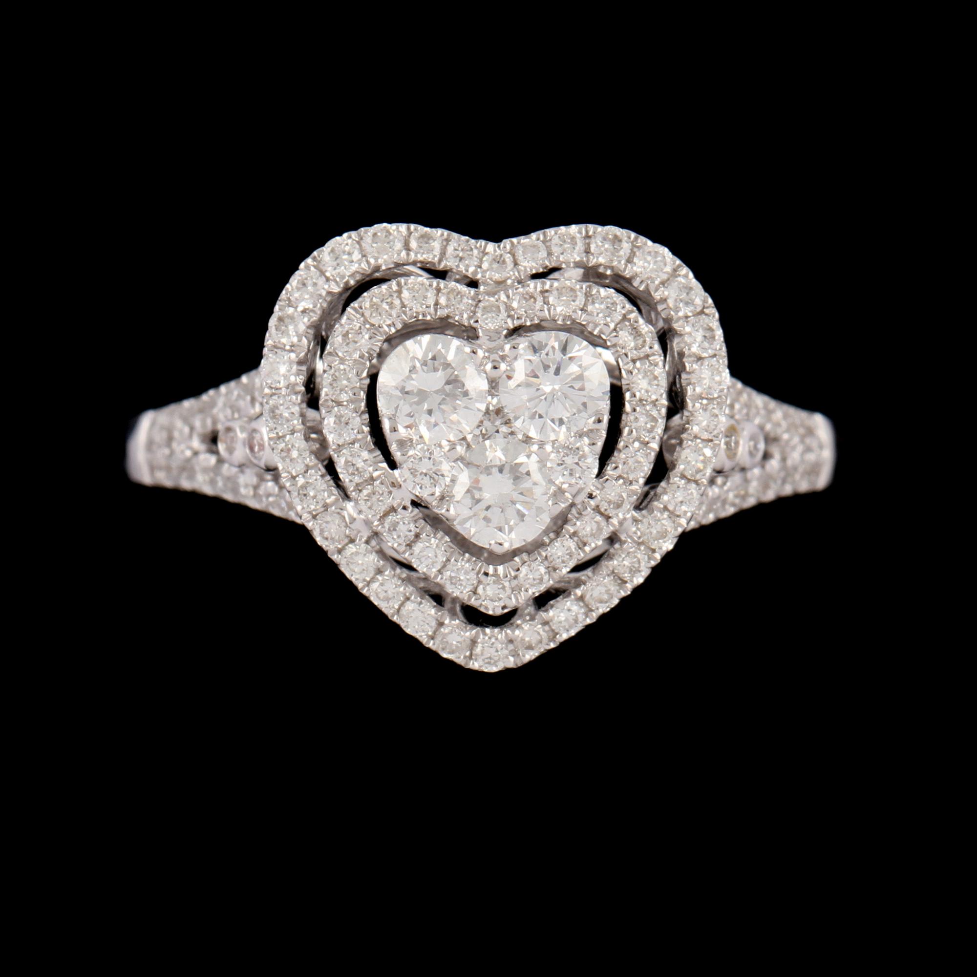RING, 18k vitguld med briljantslipade diamanter, totalt 0.61 ct. Vikt 3 g.