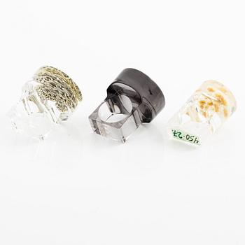 Siv Lagerström, tre ringar akrylplast, 1970-tal.