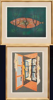 HALMSTADGRUPPEN, färglitografier, 2 st, signerade och numrerade 249/350.