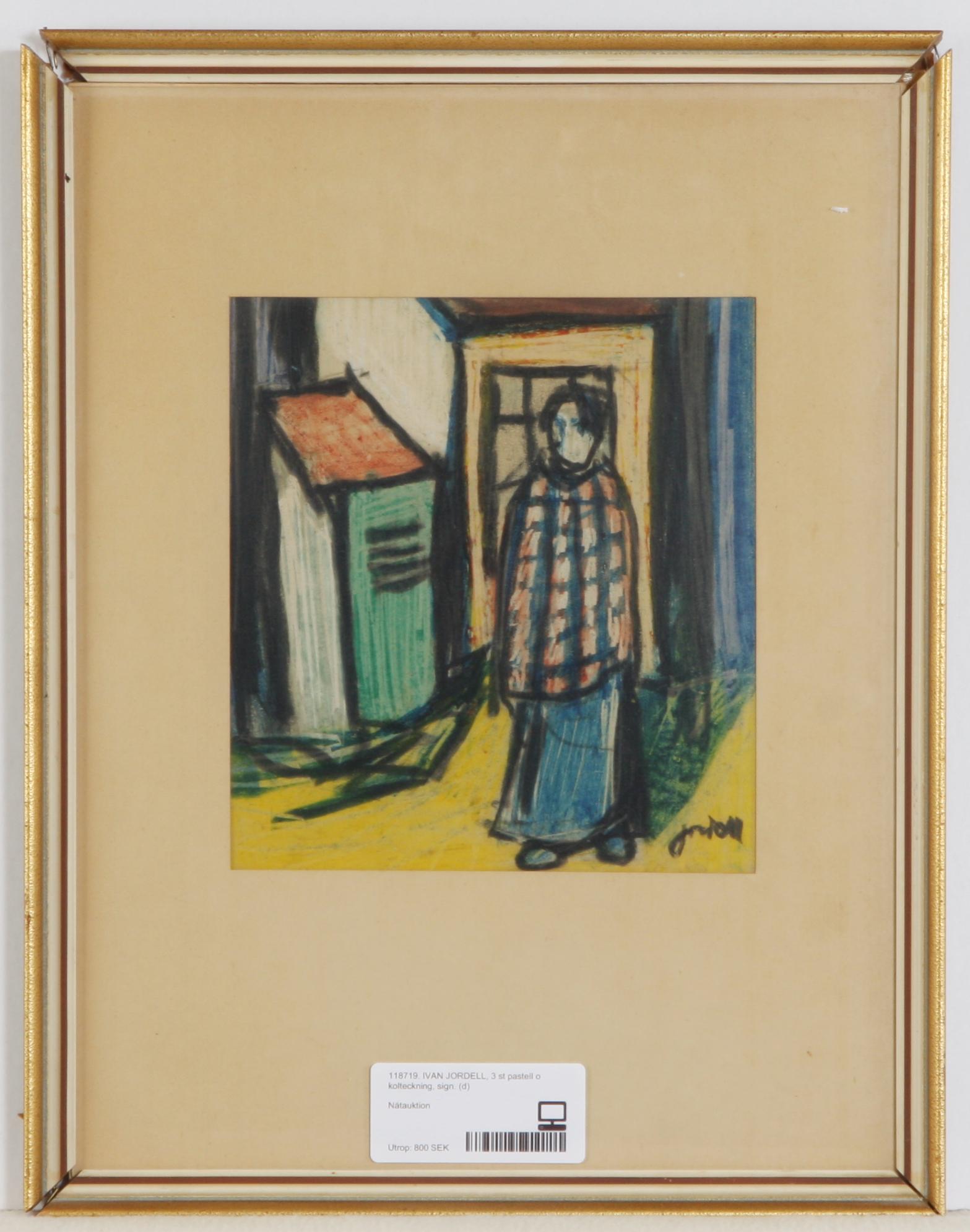 IVAN JORDELL, 3 st pastell o kolteckning, sign.