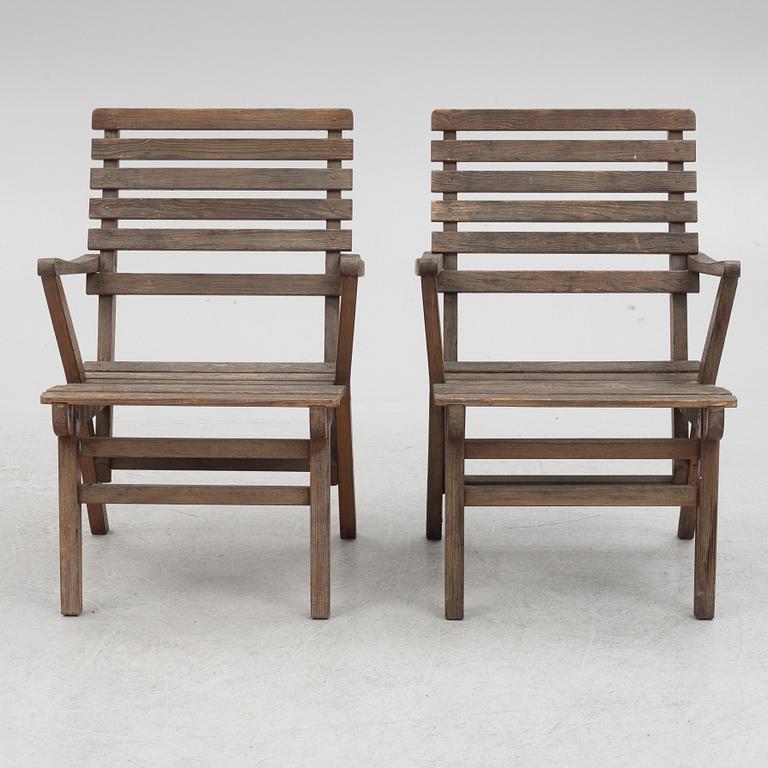 Carl Malmsten, garden furniture, 7 pieces, "Bergshamra", Igelstaverken, second half of the 20th Century.