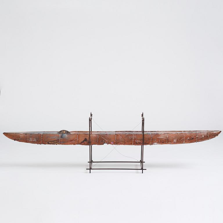 Bertil Vallien, a unique sant casted glass sculpture of a boat, Kosta Boda, Sweden, probably 1980s.