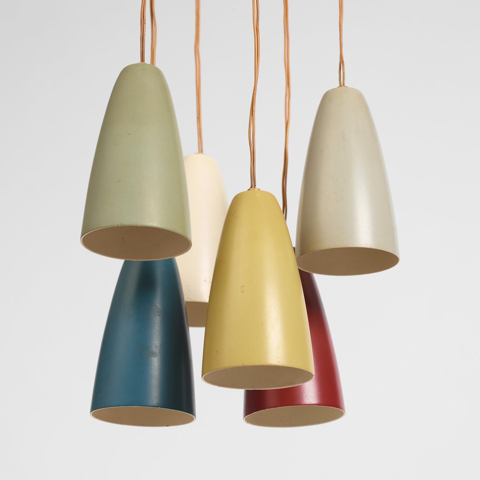 Hans Bergström, taklampa, modell "154/6", ateljé Lyktan, Åhus 1950-tal.