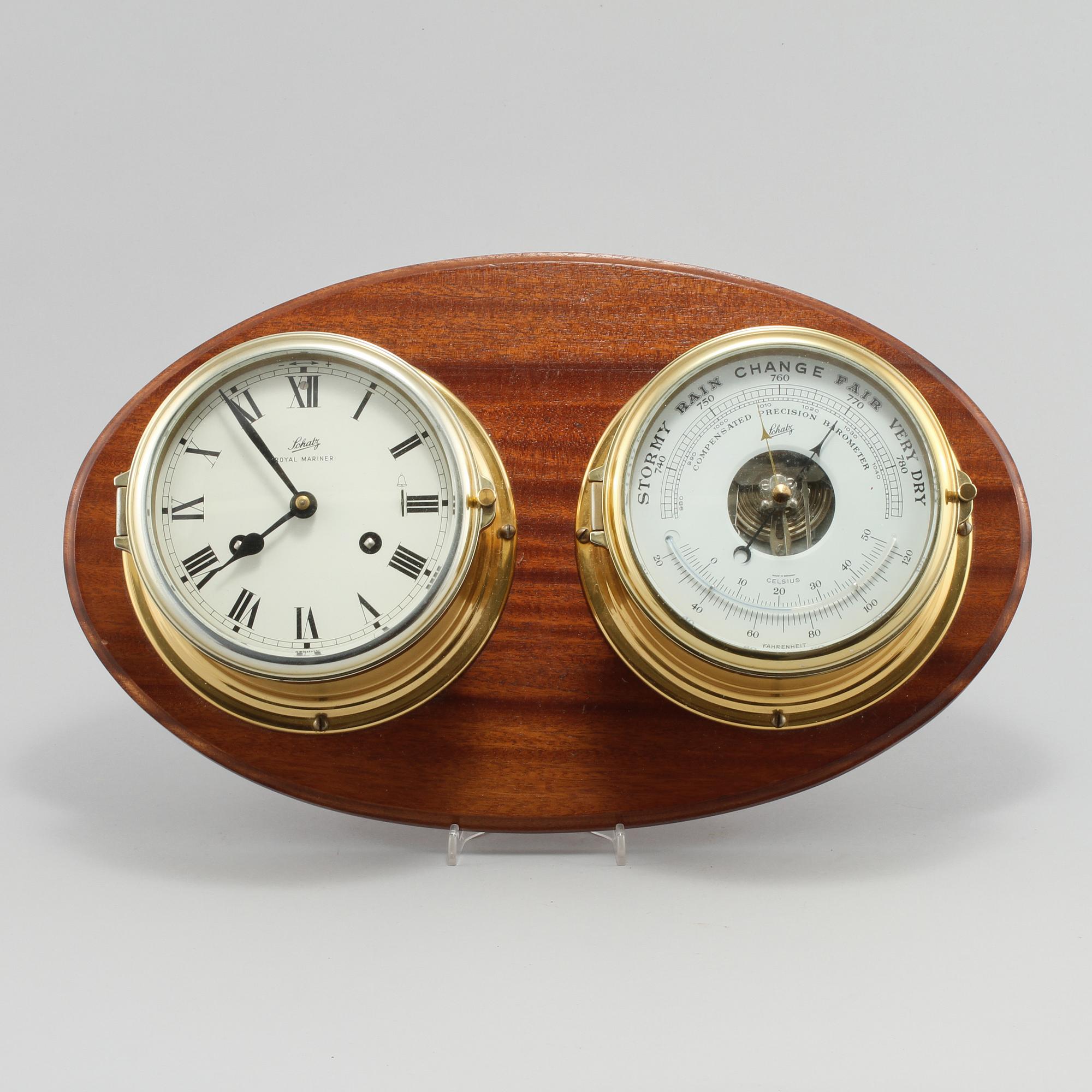 BAROMETER samt SKEPPSKLOCKA, Schatz, 1900-talets andra hälft.