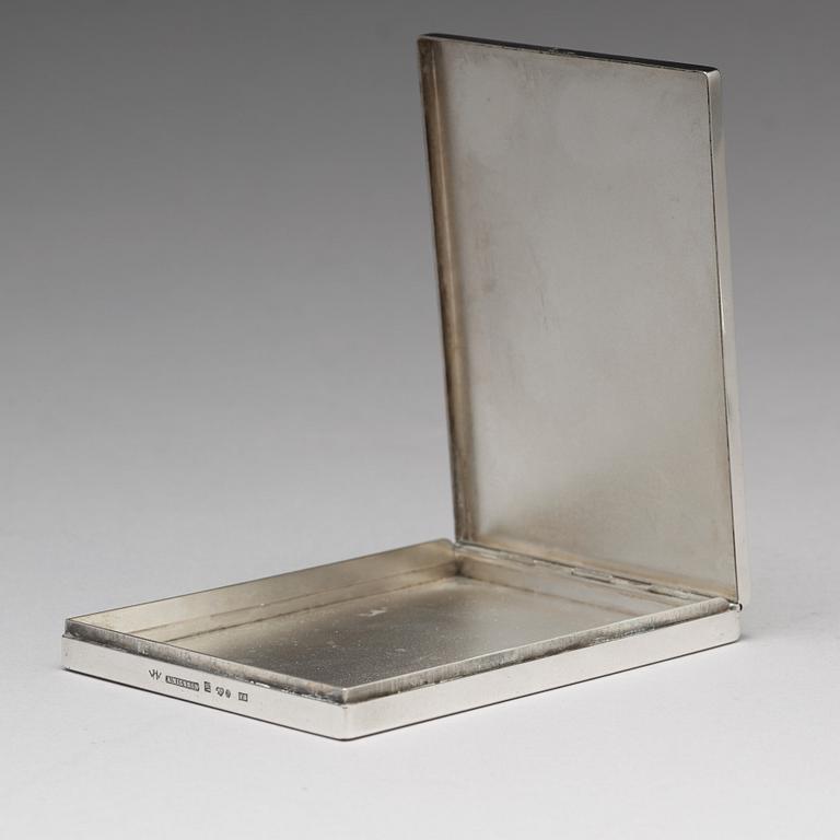 Wiwen Nilsson, a silver set with a pair of candlesticks and a cigarette case, Lund Sweden 1927-38.