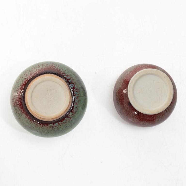 Stig Lindberg, a stoneware bowl and three miniatures, Gustavsberg Studio, 1963–81.
